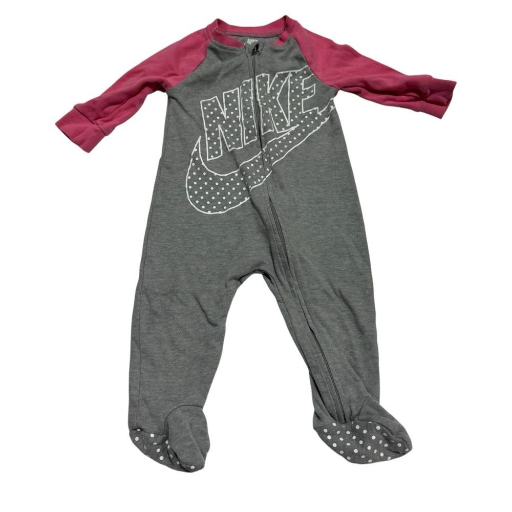 Nike Grey & Pink Long Footie Pajamas